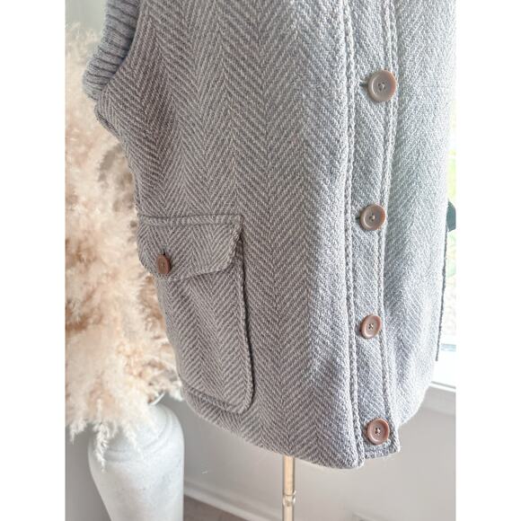 Woolrich Womens Wool Vest Medium Herringbone Button Up - Picture 4 of 10